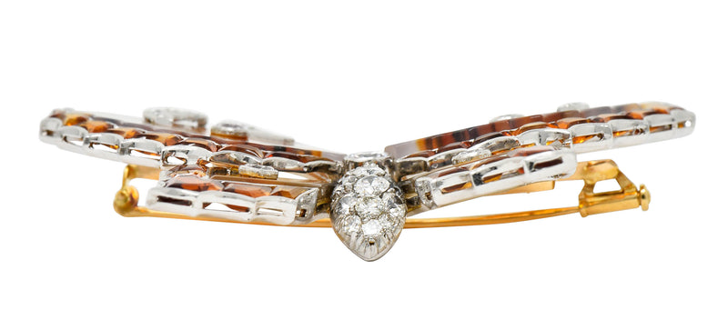 Large Vintage Agate Citrine Diamond Platinum Butterfly BroochBrooch - Wilson's Estate Jewelry