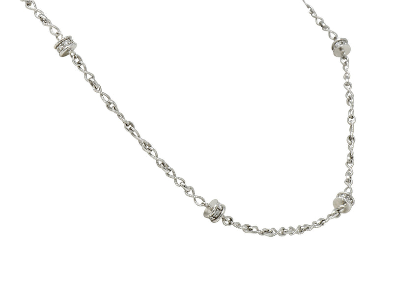 Effortless 0.50 CTW Diamond 18 Karat White Gold Rondelle Station NecklaceNecklace - Wilson's Estate Jewelry