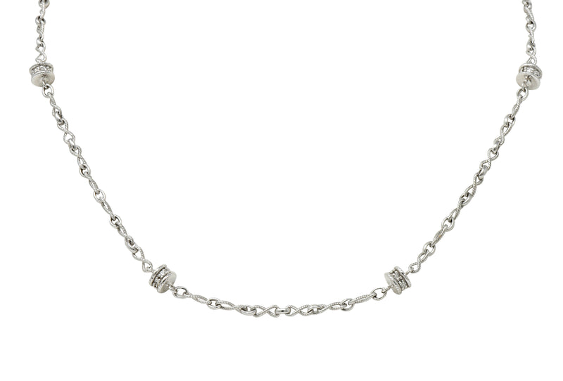 Effortless 0.50 CTW Diamond 18 Karat White Gold Rondelle Station NecklaceNecklace - Wilson's Estate Jewelry