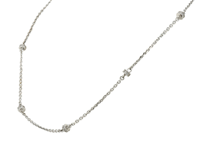 Chic Diamond 18 Karat White Gold Rondelle Station Cable Chain NecklaceNecklace - Wilson's Estate Jewelry