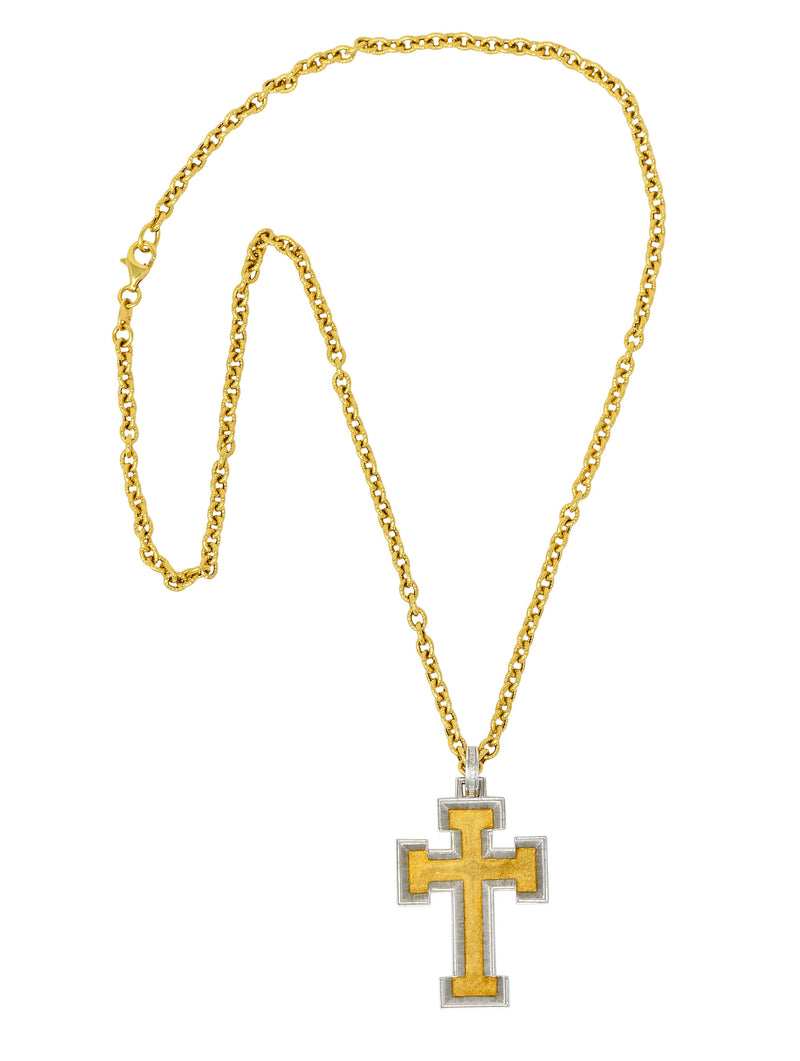 Buccellati Vintage Italian Platinum 18 Karat Gold Cross Pendant NecklaceNecklace - Wilson's Estate Jewelry