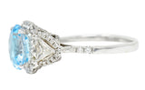 Contemporary Blue Topaz Diamond 18 Karat White Gold Gemstone Ring Wilson's Estate Jewelry