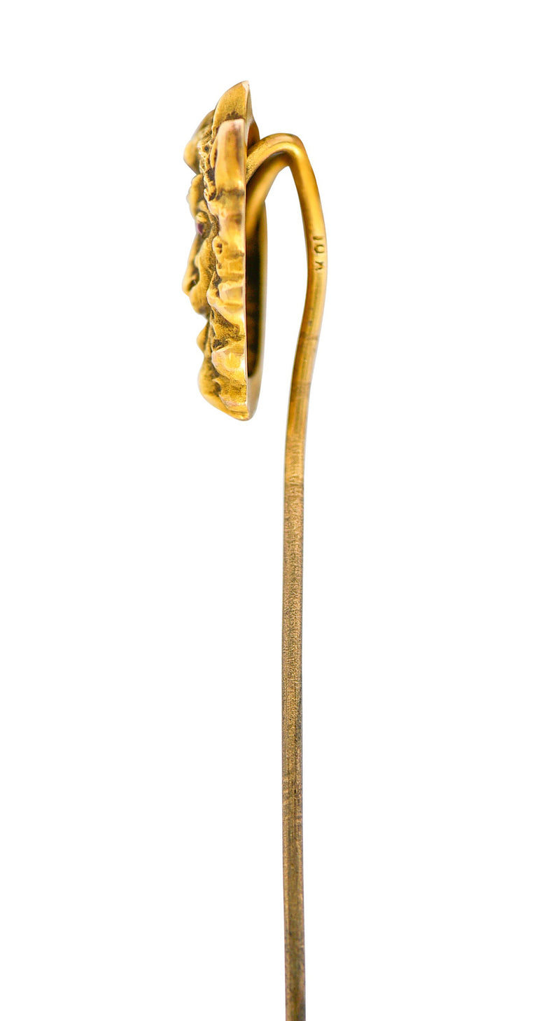 1905 Art Nouveau 14 Karat Gold Devilish Pan StickpinStick Pin - Wilson's Estate Jewelry