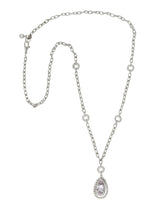 Kunzite 1.21 CTW Diamond 18 Karat White Gold Drop NecklaceNecklace - Wilson's Estate Jewelry
