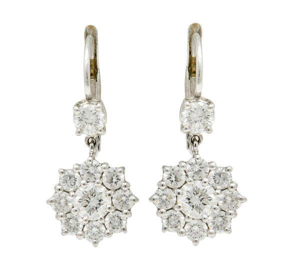 Dazzling 1.15 CTW Diamond Platinum Floral Cluster Drop EarringsEarrings - Wilson's Estate Jewelry