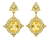 Vibrant Heliodor Golden Beryl 18 Karat Gold Foliate Drop EarringsEarrings - Wilson's Estate Jewelry