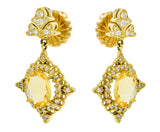 Vibrant Heliodor Golden Beryl 18 Karat Gold Foliate Drop EarringsEarrings - Wilson's Estate Jewelry