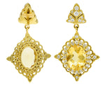 Vibrant Heliodor Golden Beryl 18 Karat Gold Foliate Drop EarringsEarrings - Wilson's Estate Jewelry
