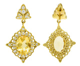 Vibrant Heliodor Golden Beryl 18 Karat Gold Foliate Drop EarringsEarrings - Wilson's Estate Jewelry