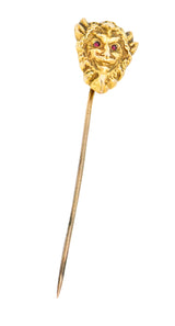 1905 Art Nouveau 14 Karat Gold Devilish Pan StickpinStick Pin - Wilson's Estate Jewelry