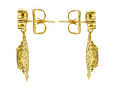 Vibrant Heliodor Golden Beryl 18 Karat Gold Foliate Drop EarringsEarrings - Wilson's Estate Jewelry