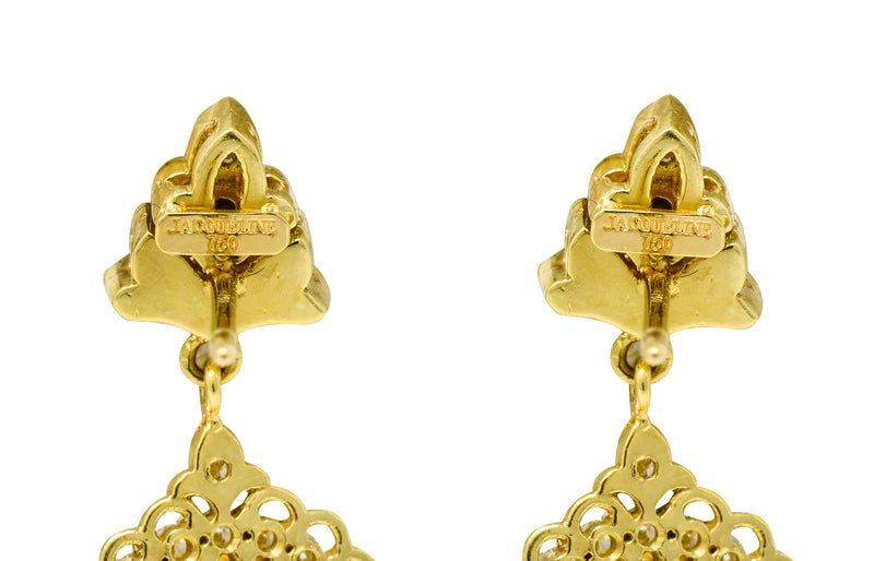 Vibrant Heliodor Golden Beryl 18 Karat Gold Foliate Drop EarringsEarrings - Wilson's Estate Jewelry
