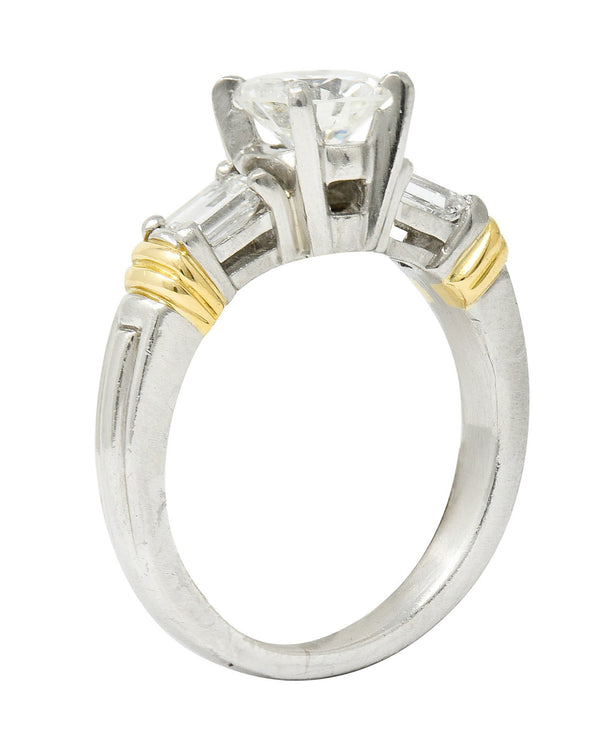 Contemporary 1.58 CTW Diamond Platinum 18 Karat Gold Engagement RingRing - Wilson's Estate Jewelry