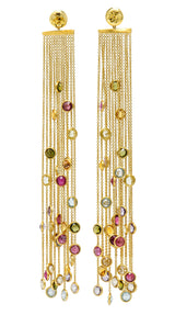 Substantial Marco Bicego Italian Multi-Gem 18 Karat Gold Jaipur Tassel Drop EarringsEarrings - Wilson's Estate Jewelry