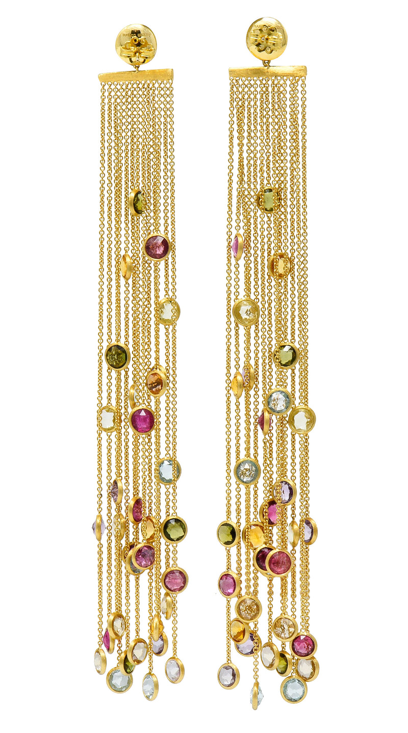 Substantial Marco Bicego Italian Multi-Gem 18 Karat Gold Jaipur Tassel Drop EarringsEarrings - Wilson's Estate Jewelry