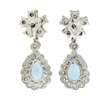 2.00 CTW Aquamarine Diamond Platinum 18 Karat White Gold Convertible Drop EarringsEarrings - Wilson's Estate Jewelry