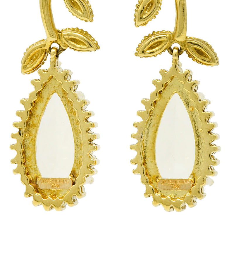 Heliodor Golden Beryl Diamond 18 Karat Gold Foliate Drop EarringsEarrings - Wilson's Estate Jewelry
