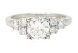 Retro 1.27 CTW Diamond Platinum Stepped Fishtail Engagement Ring GIARing - Wilson's Estate Jewelry