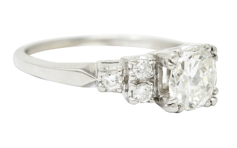 Retro 1.27 CTW Diamond Platinum Stepped Fishtail Engagement Ring GIARing - Wilson's Estate Jewelry