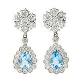 Aquamarine & Diamond Platinum 18 Karat White Gold Convertible Drop EarringsEarrings - Wilson's Estate Jewelry