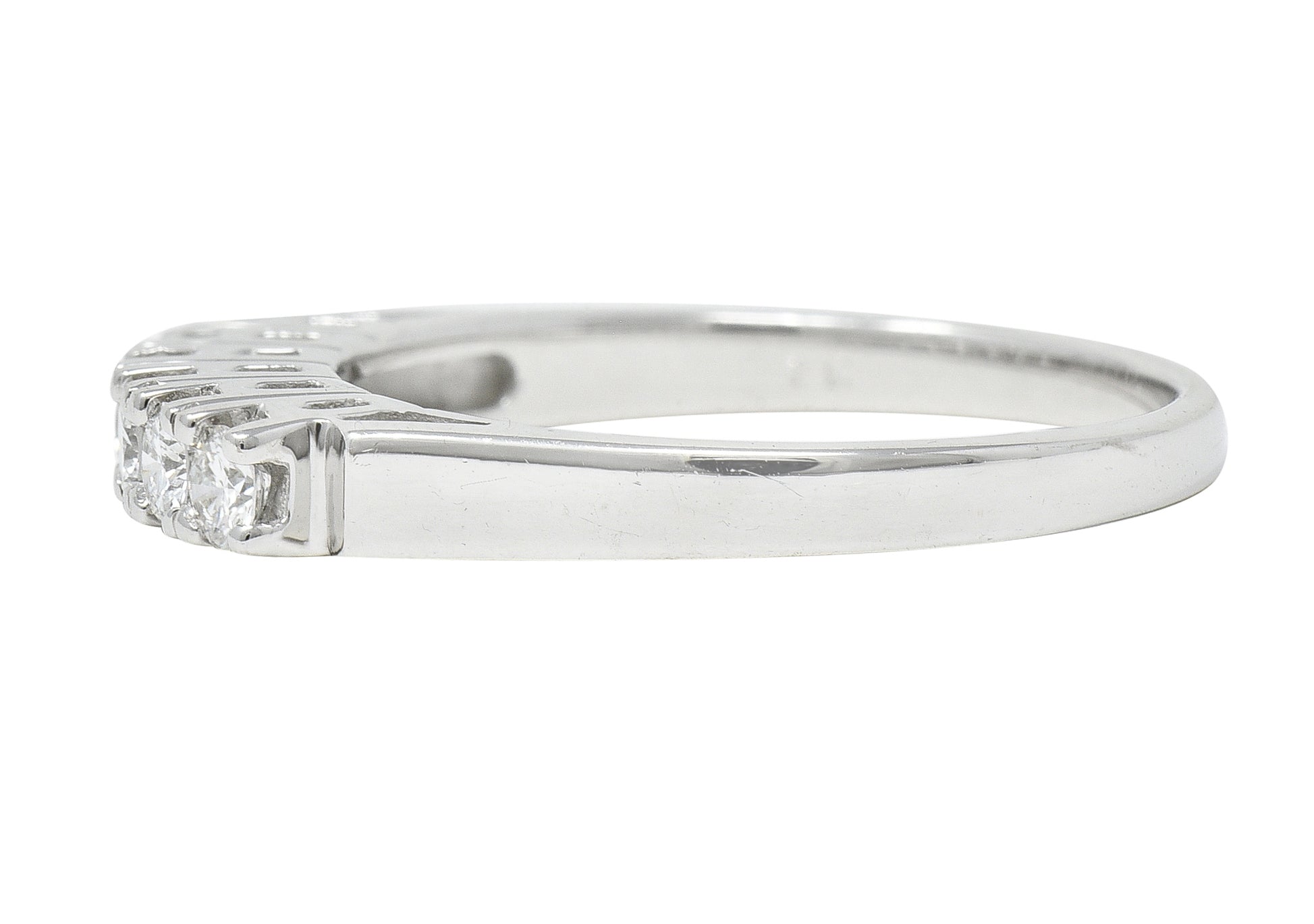 Mid-Century 0.30 CTW Diamond 18 Karat White Gold Six Stone Vintage Band Ring