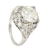 Bellé Epoqué 3.24 CTW Old European Cut Diamond Platinum Ivy Antique Bombé Engagement Ring Wilson's Estate Jewelry