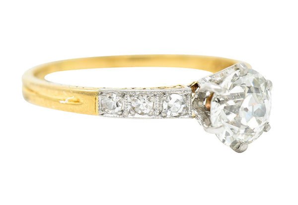 Early Art Deco 0.95 CTW Diamond Platinum-Topped 18 Karat Gold Engagement RingRing - Wilson's Estate Jewelry