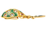 Art Nouveau Diamond Ruby Enamel 18 Karat Gold Ladybug Charmcharm - Wilson's Estate Jewelry