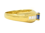 1980's 1.19 CTW Sapphire Diamond 18 Karat Yellow Gold Vintage Gemstone Ring