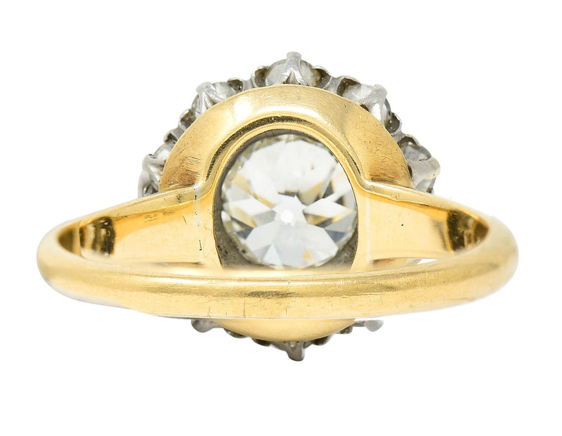 Edwardian 2.14 CTW Diamond Platinum-Topped 14 Karat Gold Cluster Engagement Ring GIARing - Wilson's Estate Jewelry