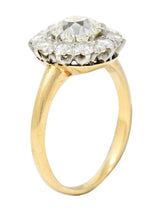 Edwardian 2.14 CTW Diamond Platinum-Topped 14 Karat Gold Cluster Engagement Ring GIARing - Wilson's Estate Jewelry