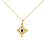 1980's Vintage 1.51 CTW Sapphire Diamond 14 Karat Yellow Gold Enhancer Pendant Necklace Wilson's Estate Jewelry