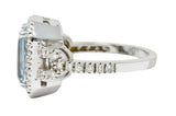 2.62 CTW Aquamarine Diamond Halo 18 Karat White Gold Cocktail RingRing - Wilson's Estate Jewelry