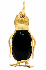 1960's Vintage Black & White Agate 18 Karat Gold Penguin Charmcharm - Wilson's Estate Jewelry