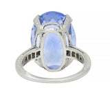 Art Deco 15.41 CTW No Heat Ceylon Sapphire Diamond Platinum Wheat Ring GIA