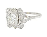 1930's Art Deco 1.40 CTW Diamond Platinum Geometric Dinner Ring GIARing - Wilson's Estate Jewelry