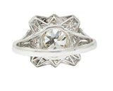 1930's Art Deco 1.40 CTW Diamond Platinum Geometric Dinner Ring GIARing - Wilson's Estate Jewelry