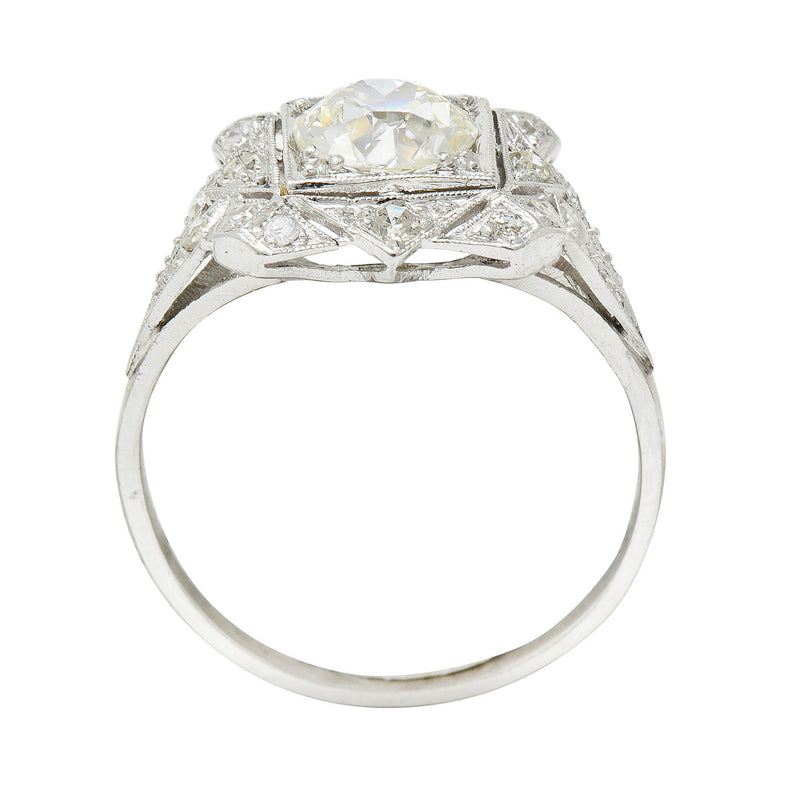 1930's Art Deco 1.40 CTW Diamond Platinum Geometric Dinner Ring GIARing - Wilson's Estate Jewelry