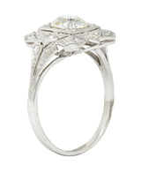 1930's Art Deco 1.40 CTW Diamond Platinum Geometric Dinner Ring GIARing - Wilson's Estate Jewelry