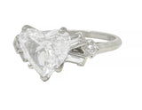 Birks Maison Mid-Century 2.88 CTW Heart Cut Diamond Platinum Engagement Ring GIA