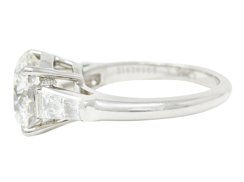Exceptional Tiffany & Co. 3.82 CTW Round Brilliant Diamond Platinum Engagement Ring Wilson's Estate Jewelry