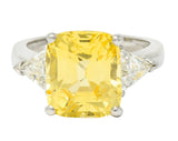 1980's Vintage 8.91 CTW No Heat Yellow Sapphire Diamond Platinum Ring GIARing - Wilson's Estate Jewelry