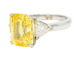 1980's Vintage 8.91 CTW No Heat Yellow Sapphire Diamond Platinum Ring GIARing - Wilson's Estate Jewelry