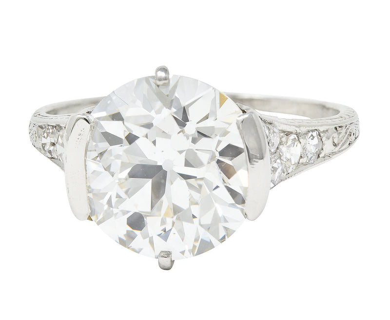 Art Deco 5.37 CTW Old European Diamond Platinum Engagement Ring GIA Wilson's Estate Jewelry