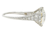Art Deco 5.37 CTW Old European Diamond Platinum Engagement Ring GIA Wilson's Estate Jewelry