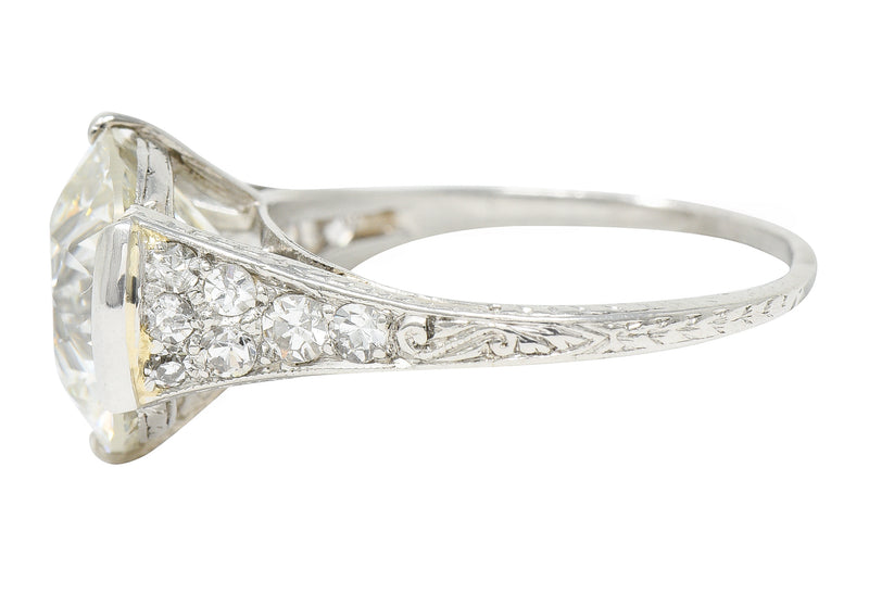 Art Deco 5.37 CTW Old European Diamond Platinum Engagement Ring GIA Wilson's Estate Jewelry