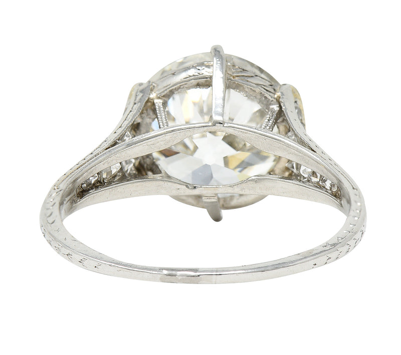 Art Deco 5.37 CTW Old European Diamond Platinum Engagement Ring GIA Wilson's Estate Jewelry