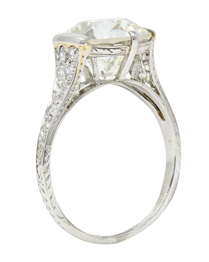 Art Deco 5.37 CTW Old European Diamond Platinum Engagement Ring GIA Wilson's Estate Jewelry