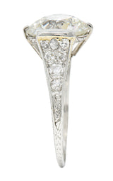 Art Deco 5.37 CTW Old European Diamond Platinum Engagement Ring GIA Wilson's Estate Jewelry