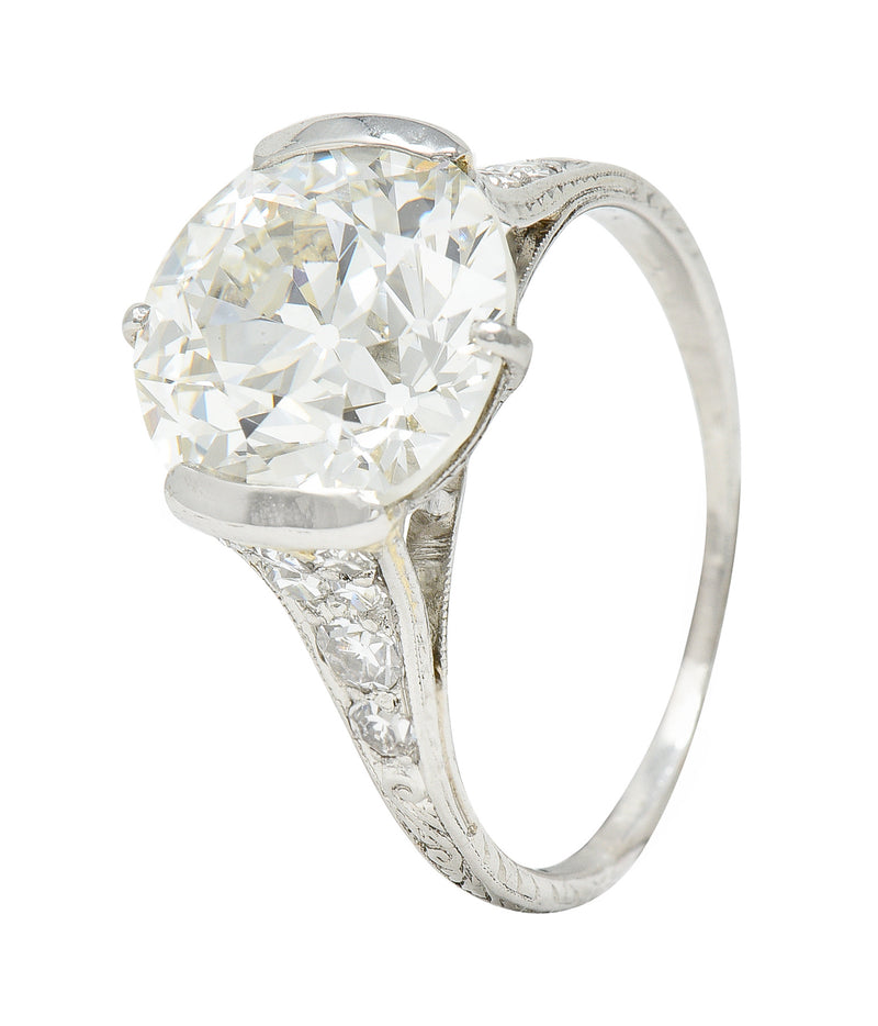 Art Deco 5.37 CTW Old European Diamond Platinum Engagement Ring GIA Wilson's Estate Jewelry